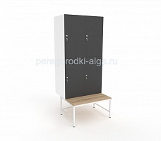Снимки Шкаф 2-секционный с лавочкой на металлическом каркасе, двери прямые
